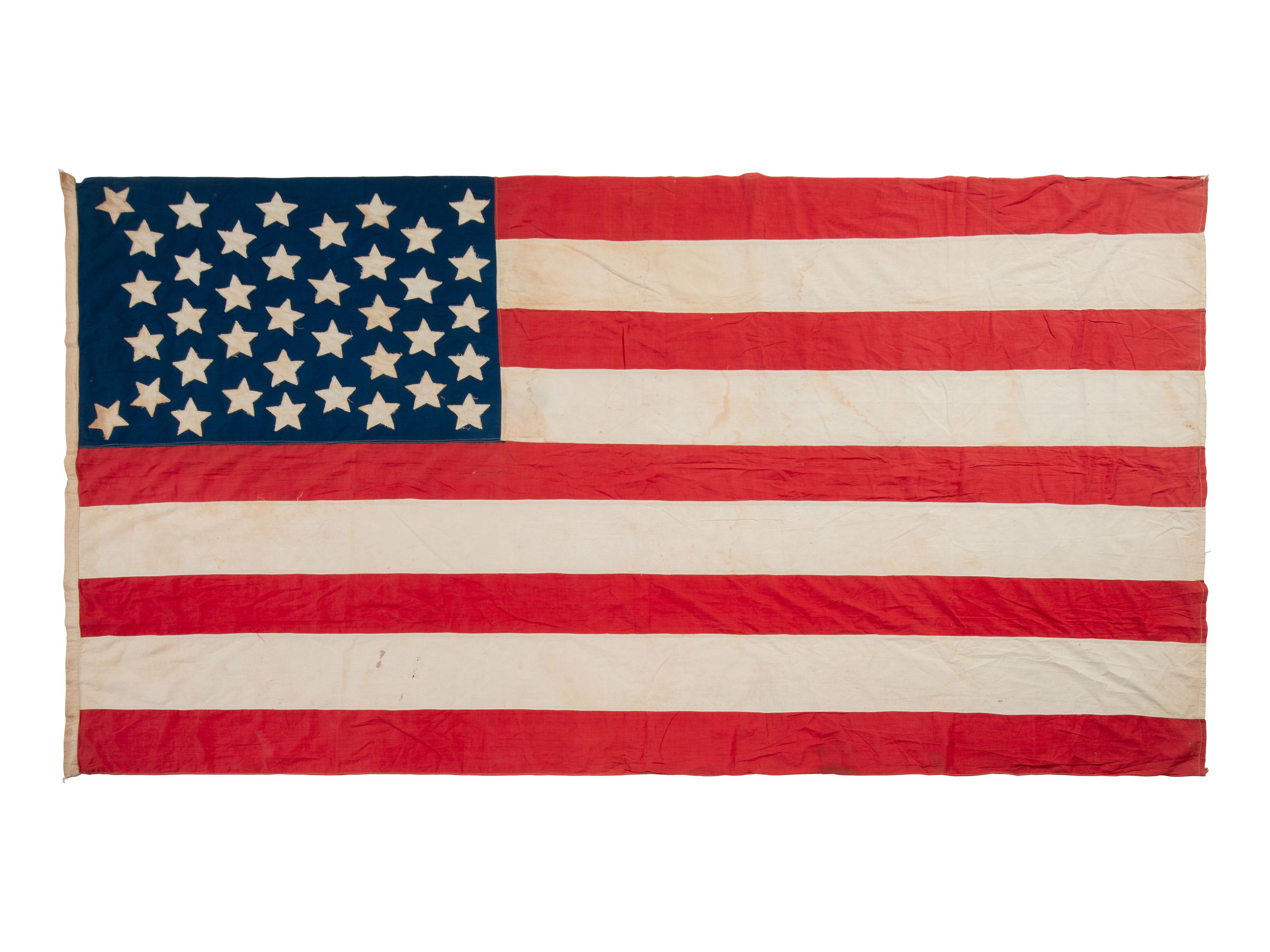 [FLAGS]. 38-star American flag. Ca 1876-1889.