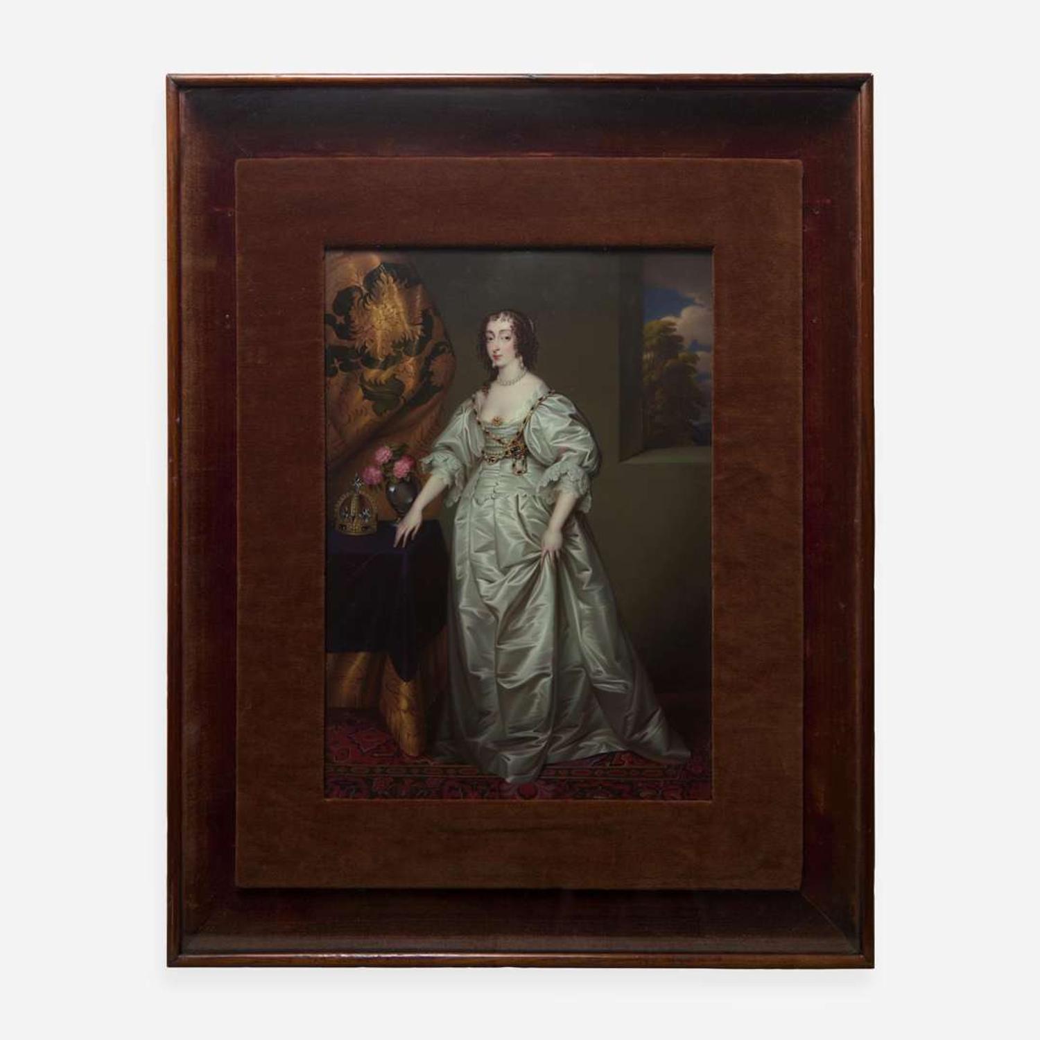 Henry-Pierce Bone (British, 1779-1855) Pair of Portraits of Charles I and his wife Henrietta Maria of England (after Anthony van Dyck)