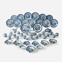 A collection of forty-eight Chinese Export Canton porcelain tablewares 19th century