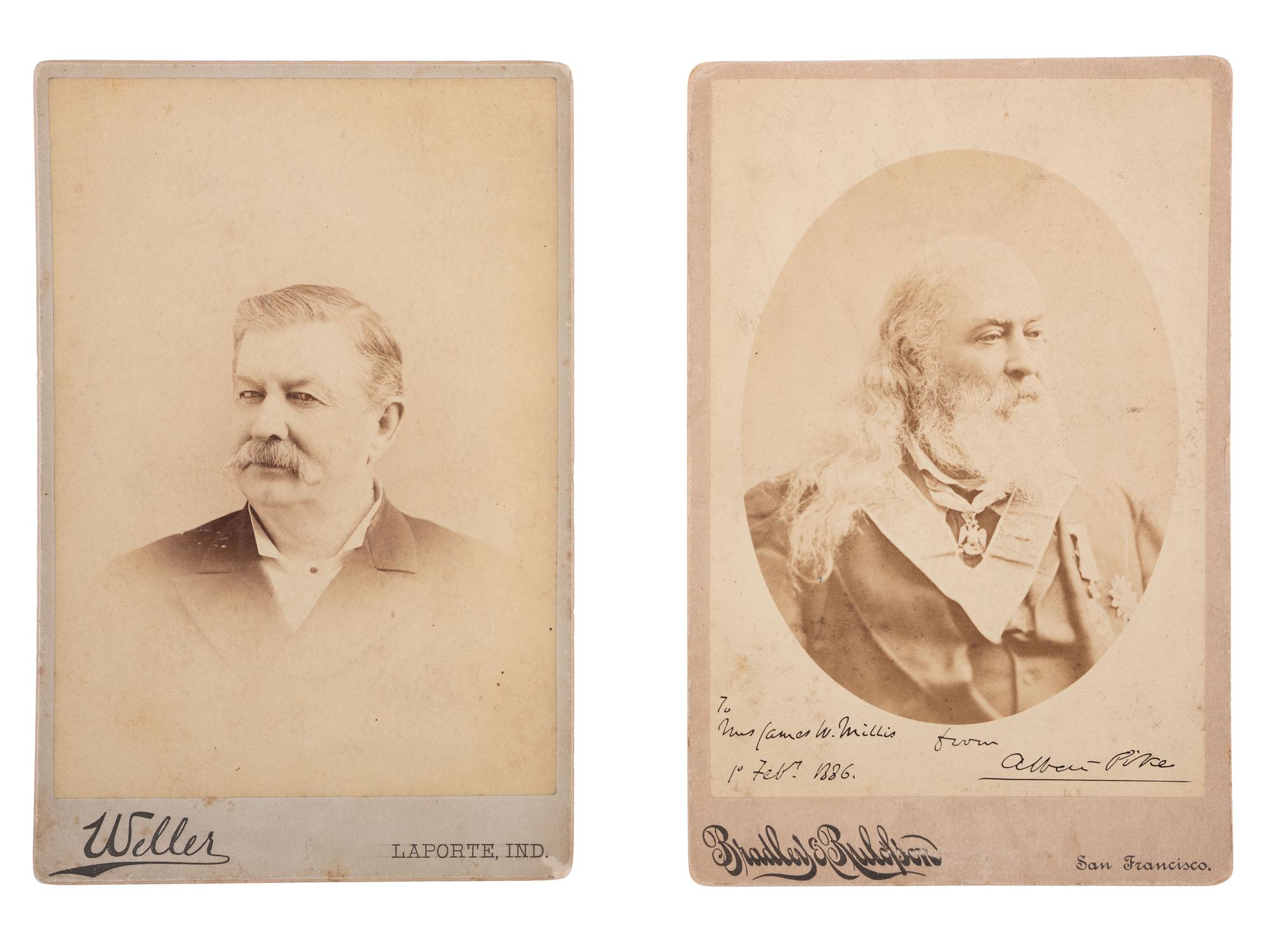 [CIVIL WAR] -- [FRATERNAL ORGANIZATIONS]. Masonic items associated with Confederate General Albert Pike (1809-1891) and 33rd Degree Mason James W. Millis of Ogden, Territory of Utah.