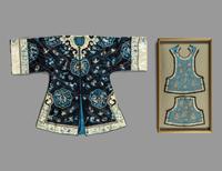 Two Chinese Blue Ground Silk Embroidered Lady's Garments