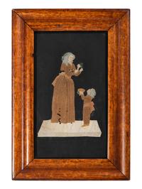 Two Figural Pinprick and Watercolor Pictures