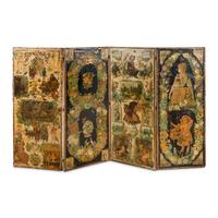 A Victorian Decoupage Four-Panel Floor Screen