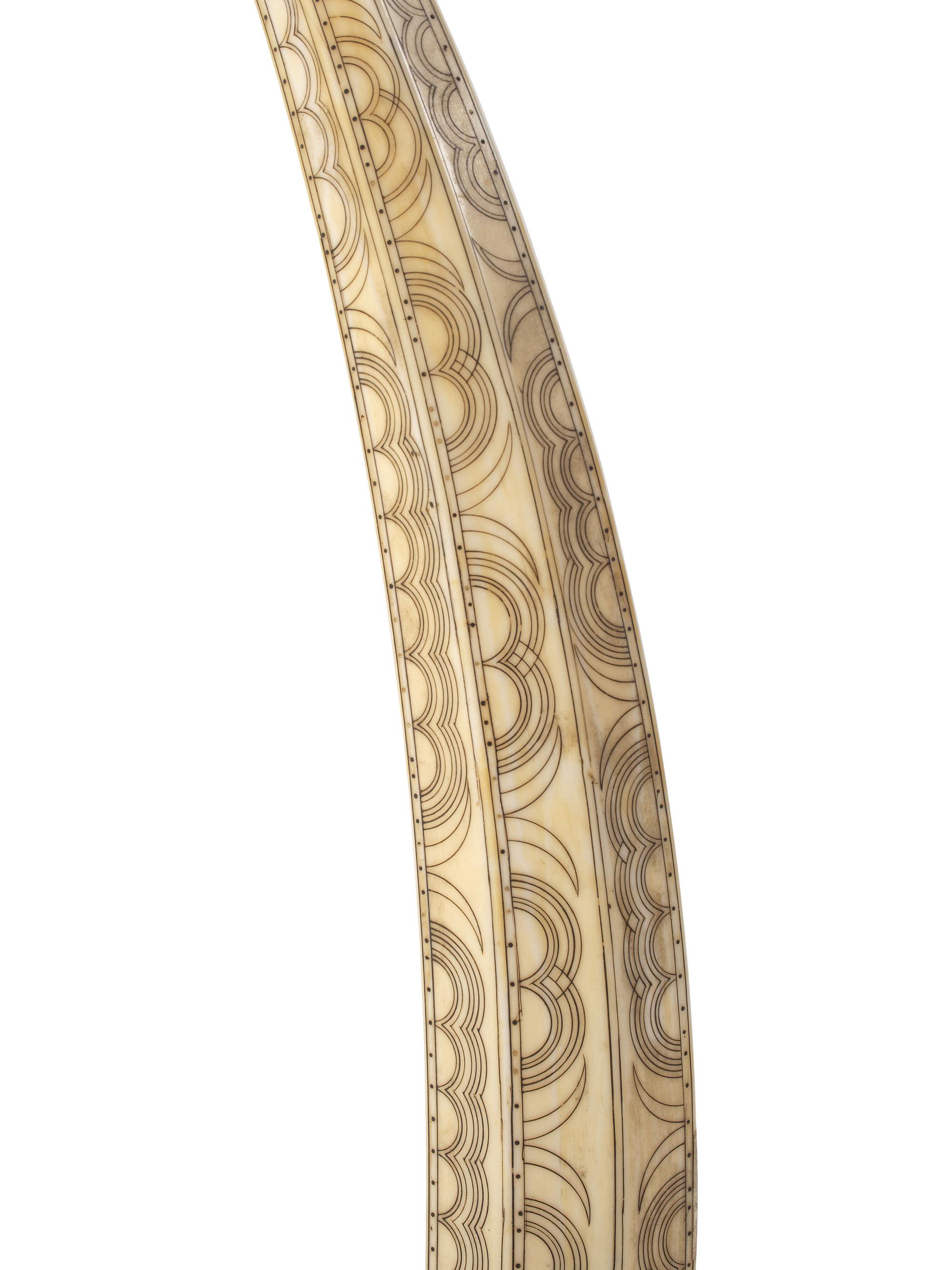 Inupiat Decorated Walrus Ivory Pipe and Sewing Kit