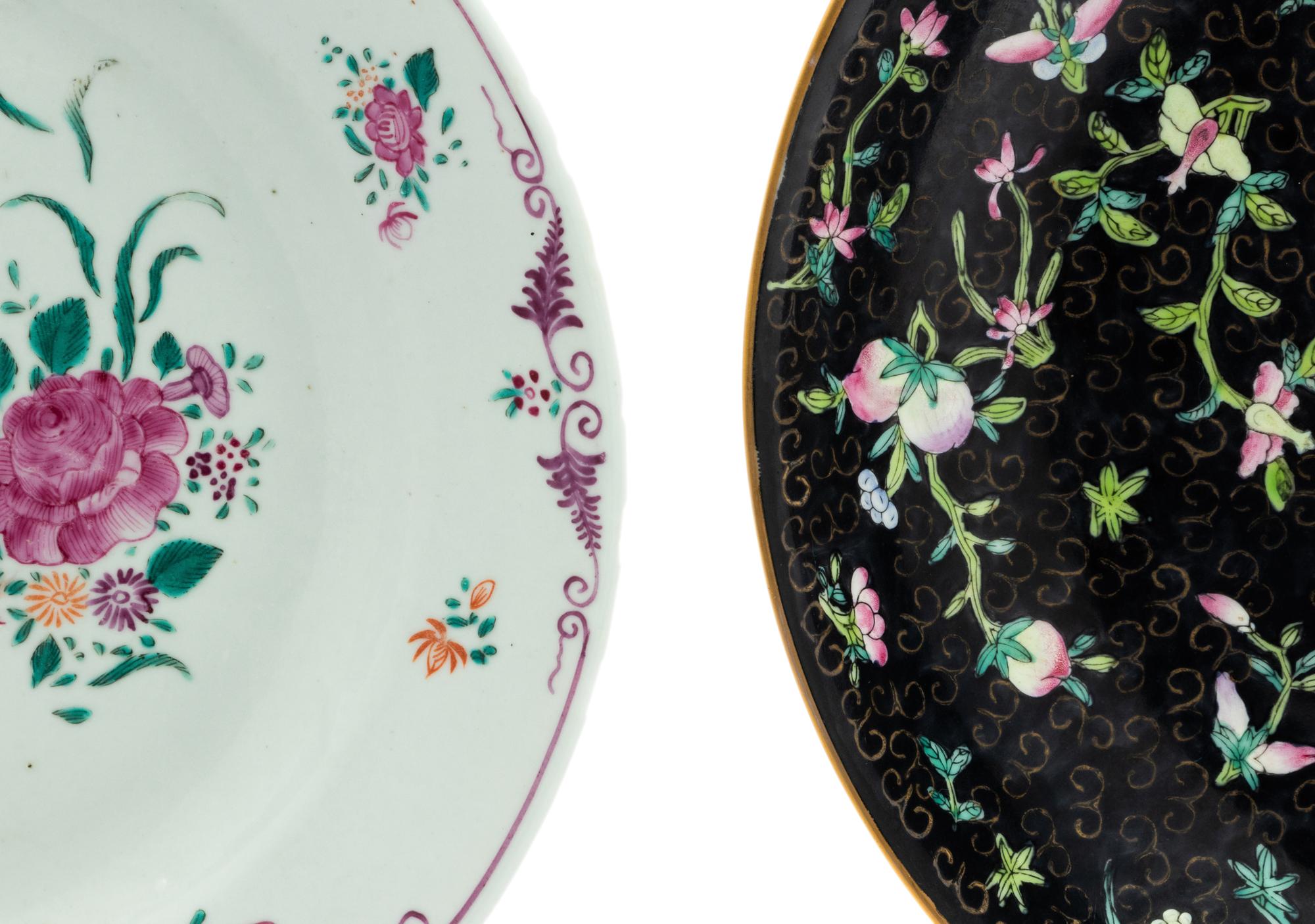 Four Chinese Famille Rose Porcelain Plates