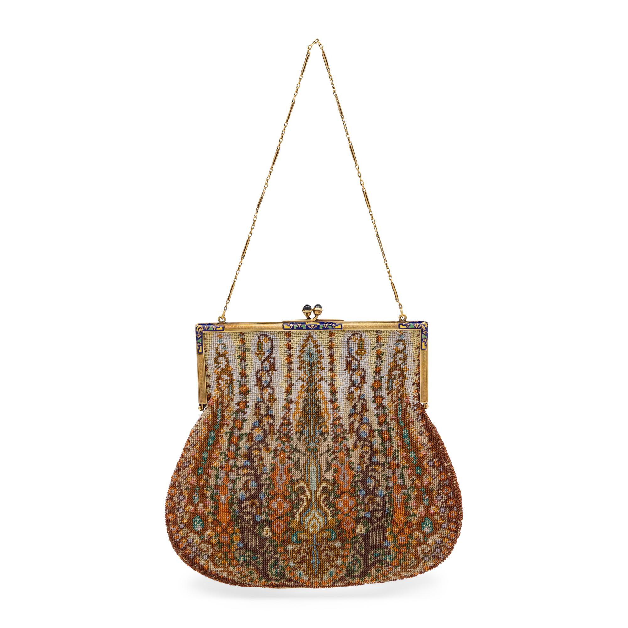 Tiffany & Co., 14k Gold & Beadwork Purse, c. 1920's