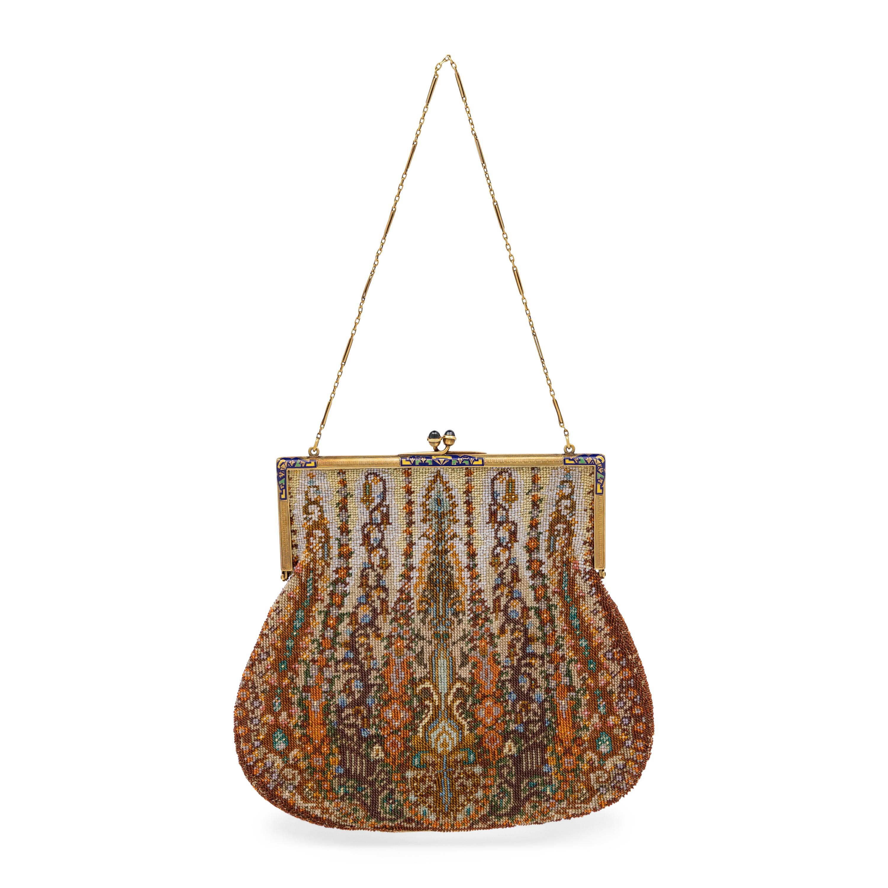 Tiffany & Co., 14k Gold & Beadwork Purse, c. 1920's