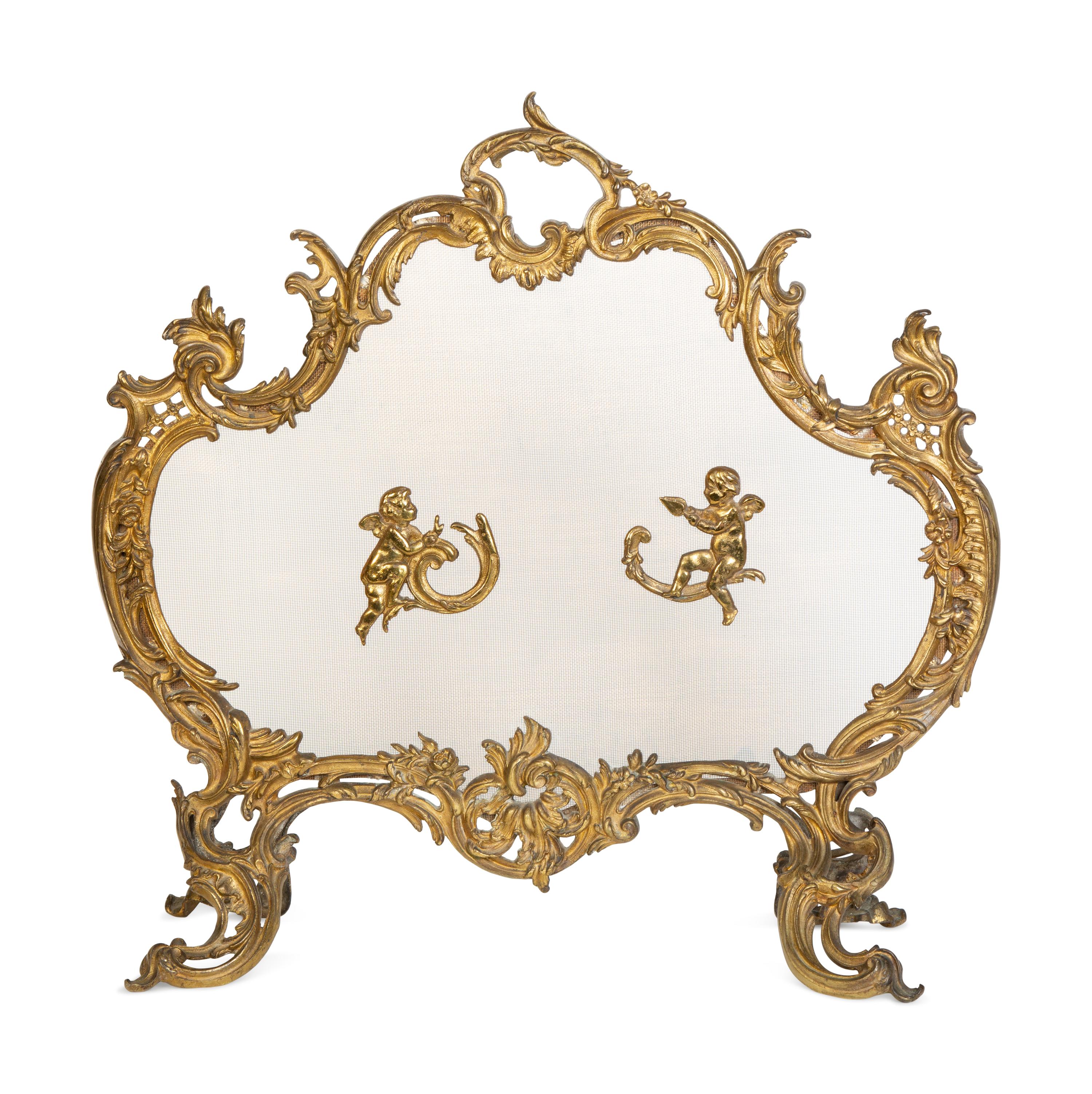 A Louis XV Style Gilt Bronze Fire Screen