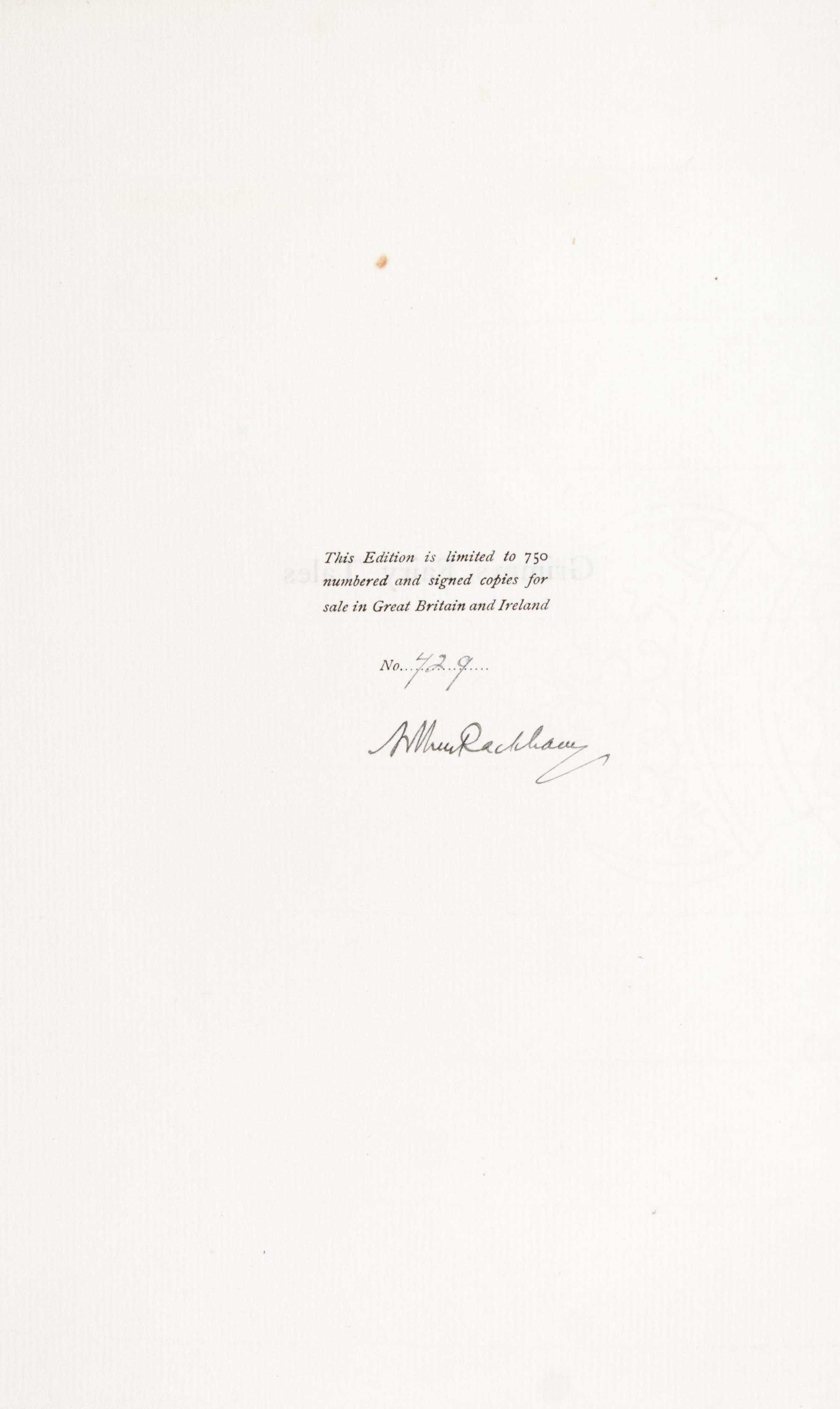 (RACKHAM, ARTHUR) GRIMM BROTHERS. The Fairy Tales of the Brothers Grimm. Limited, signed.