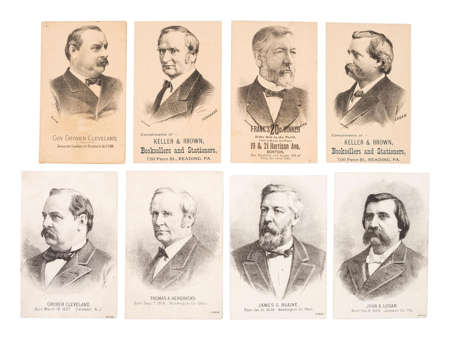 [1884 ELECTION]. A group of advertising cards and covers from the 1884 election, including: