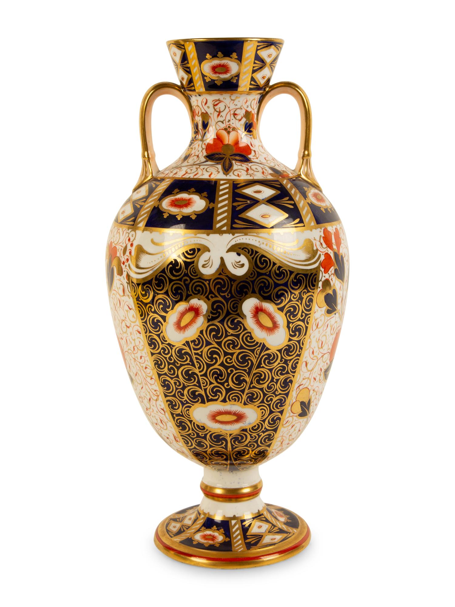 A Davenport Porcelain Double-Handled Vase in the Imari Pattern — CIRCA 1880-1887