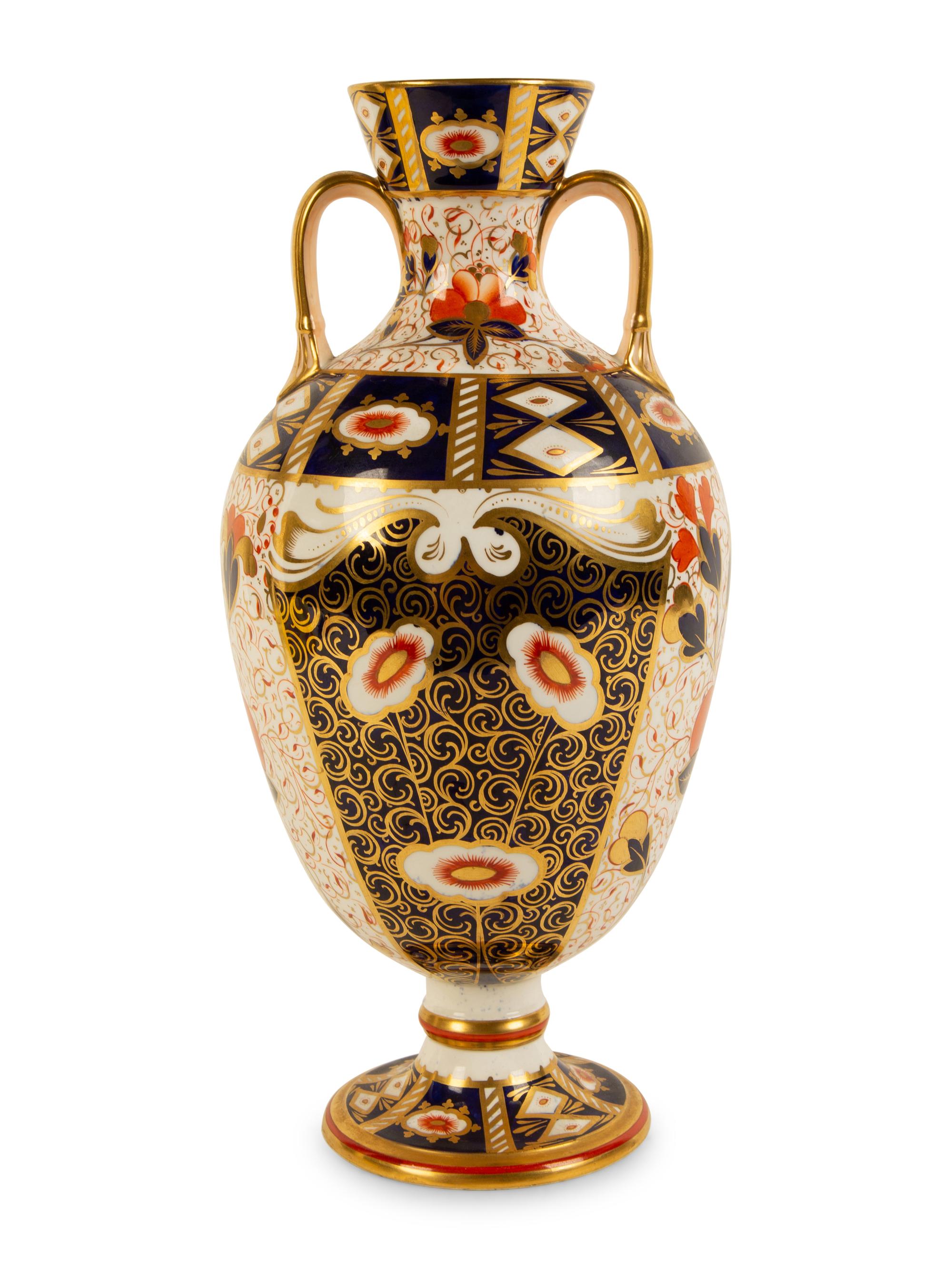 A Davenport Porcelain Double-Handled Vase in the Imari Pattern — CIRCA 1880-1887
