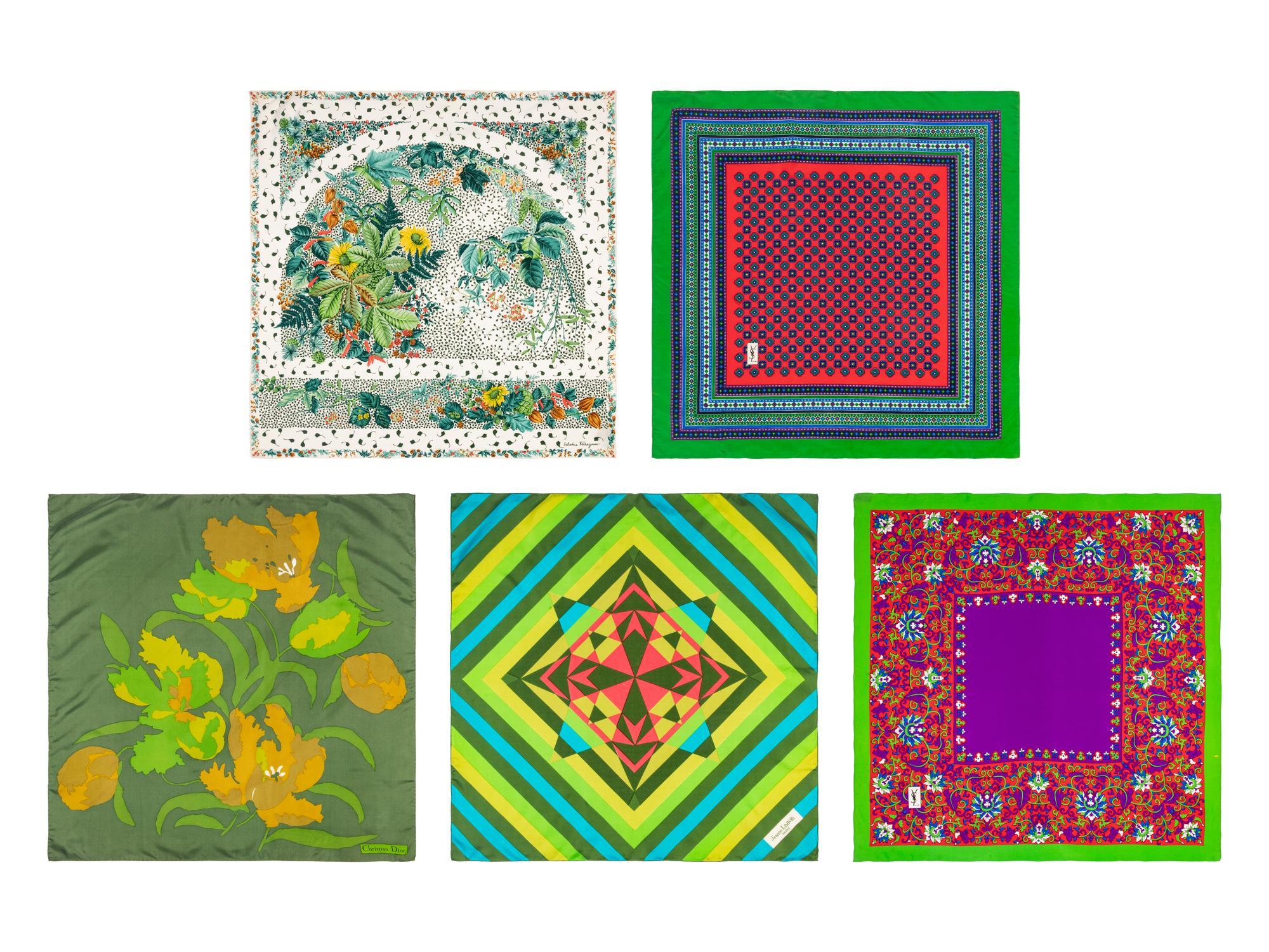 Five Designer Silk Scarves