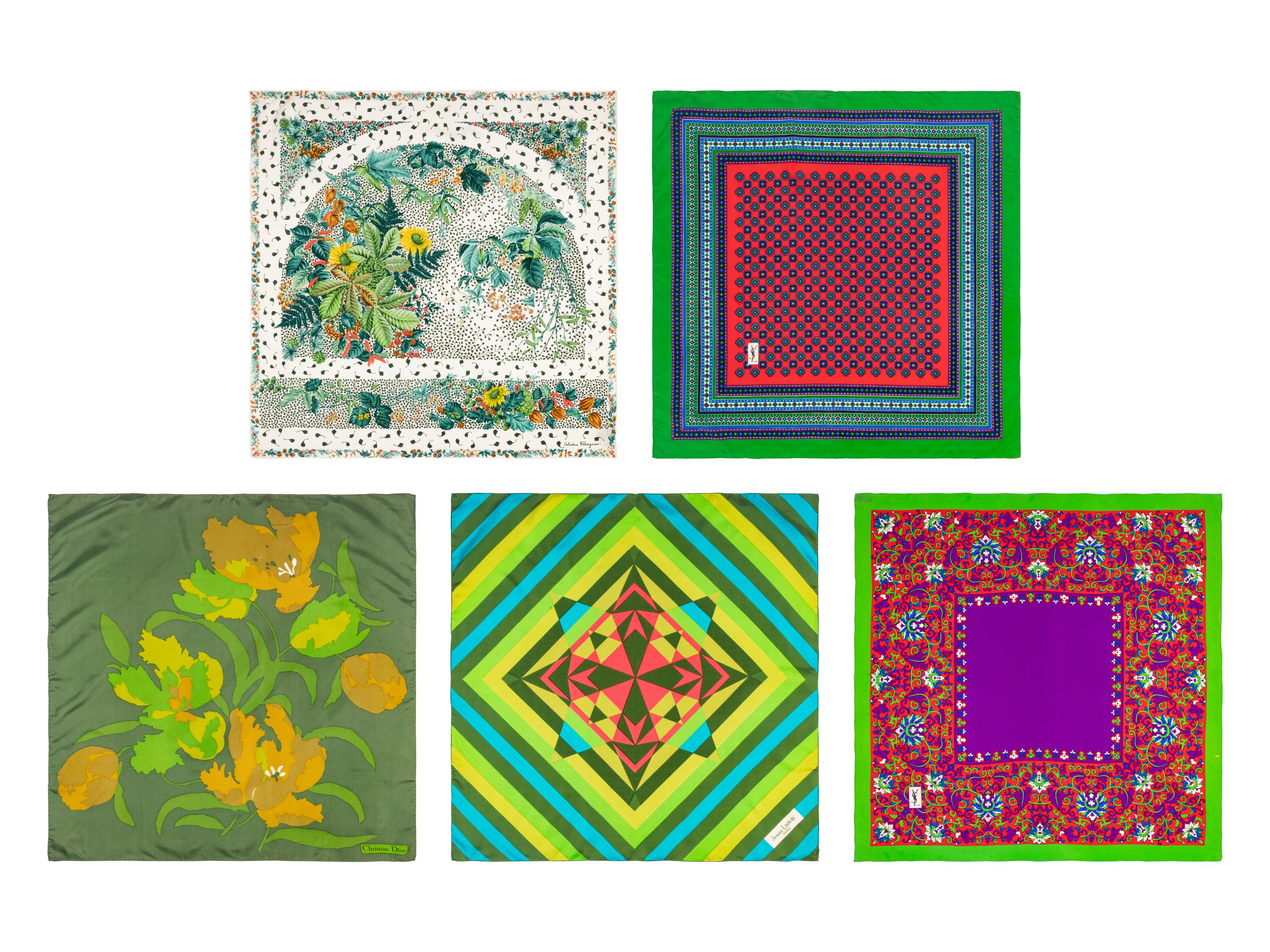 Five Designer Silk Scarves