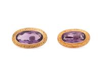 ANTIQUE, YELLOW GOLD AND AMETHYST BROOCHES