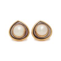 MARINA B., CULTURED MABE PEARL AND ABALONE EARCLIPS