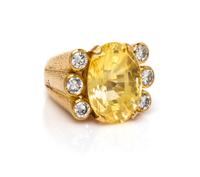 An 18 Karat Yellow Gold, Yellow Sapphire and Diamond Ring, David Webb, 21.10 dwts.