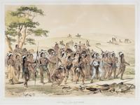 CATLIN, George (1796-1872). Archery of the Mandans . From North American Indian Portfolio , 1844. Plate 8.