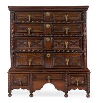 A Charles II Oak Chest on Stand Height 46 x width 41 x depth 20 inches. — LATE 17TH CENTURY