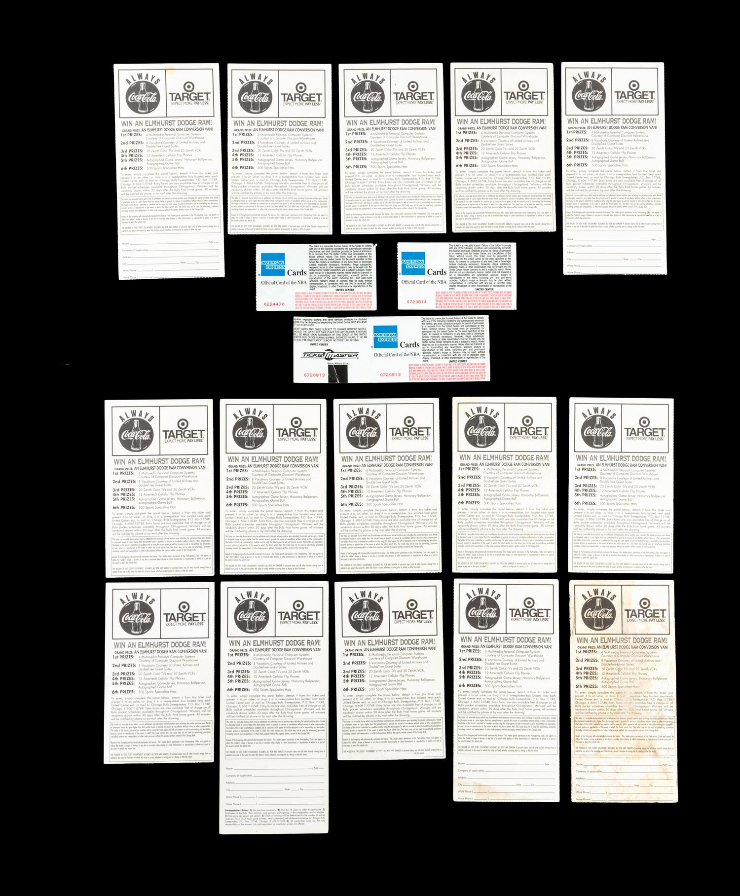 A Collection of 18 Chicago Bulls Michael Jordan Last Dance Era 1997-98 Regular Season and Playoff Tickets and Stubs,