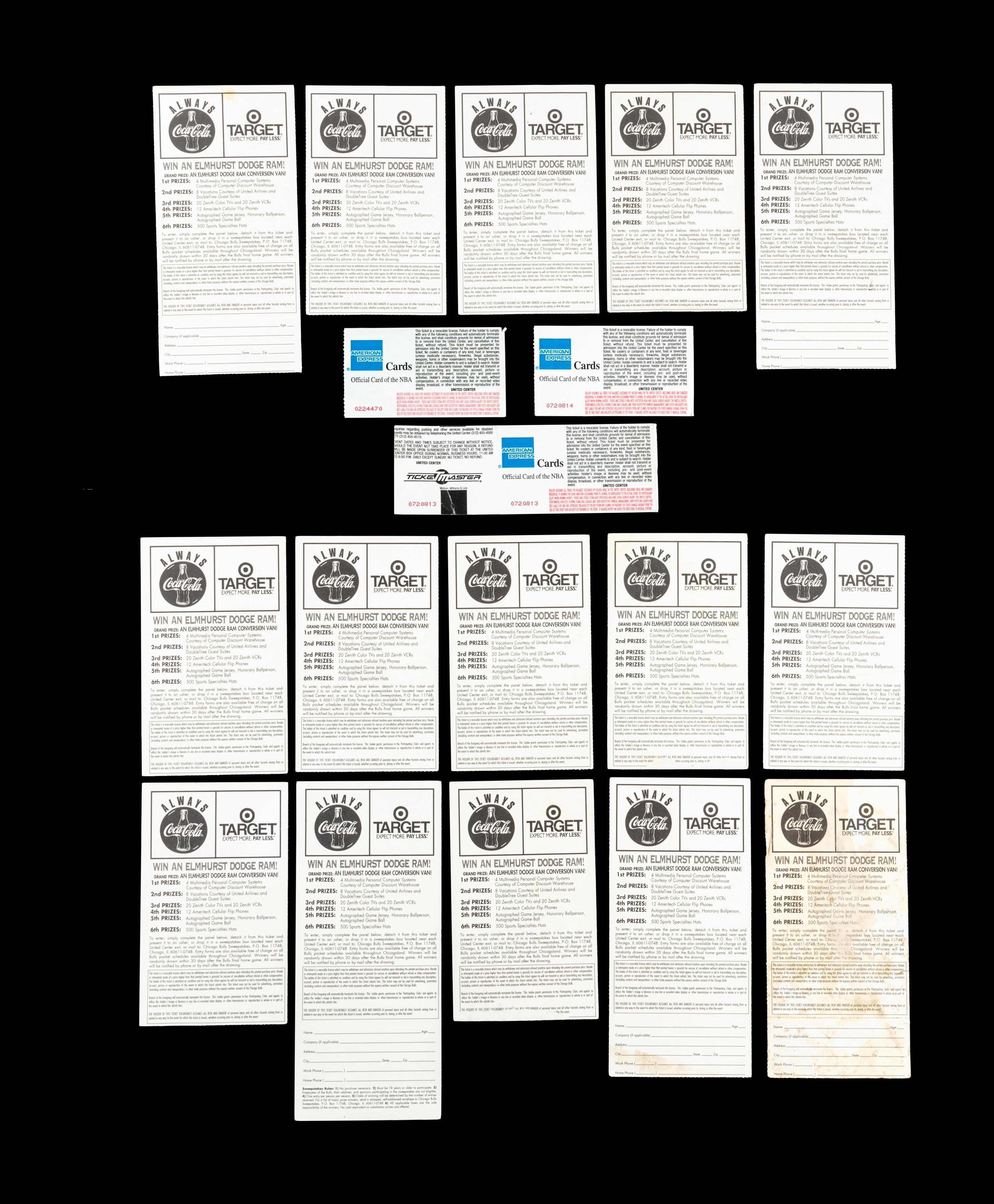 A Collection of 18 Chicago Bulls Michael Jordan Last Dance Era 1997-98 Regular Season and Playoff Tickets and Stubs,