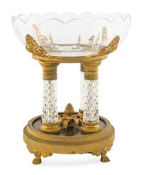An Empire Style Gilt Bronze and Cut Glass Centerpiece