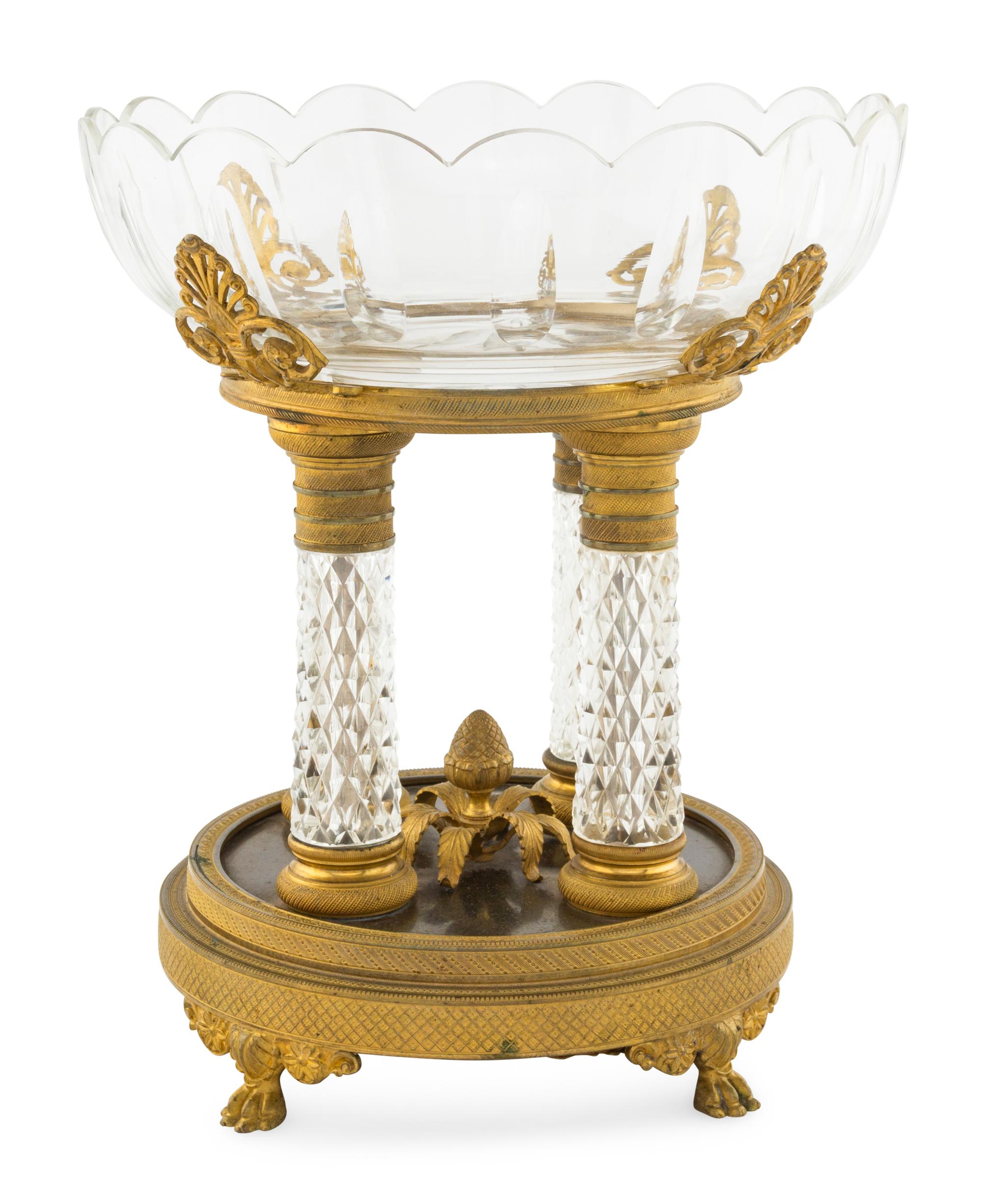 An Empire Style Gilt Bronze and Cut Glass Centerpiece