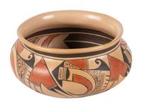 Polychrome Pottery Bowl, with Flared Rim