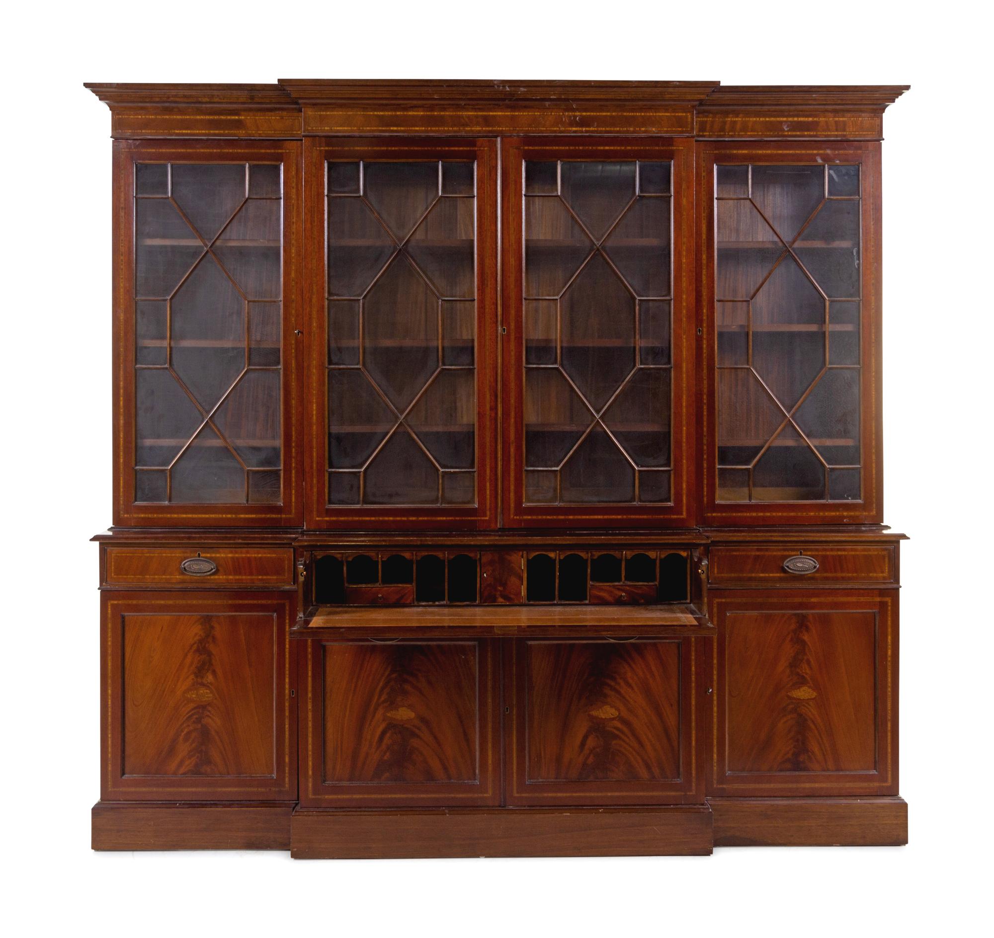 A George III Style Mahogany Breakfront Bookcase