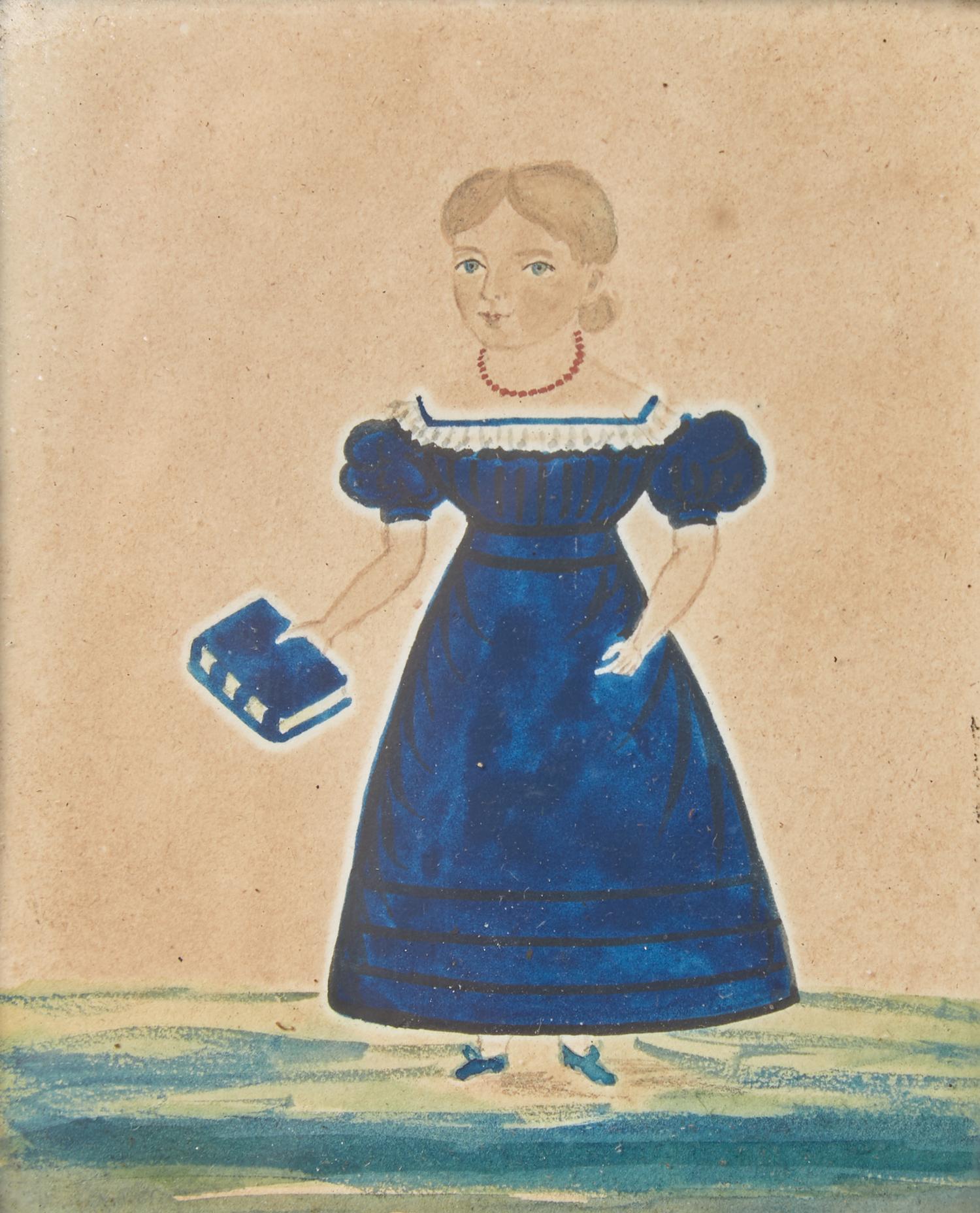 American School 19th Century, Two Portrait Miniatures of Children