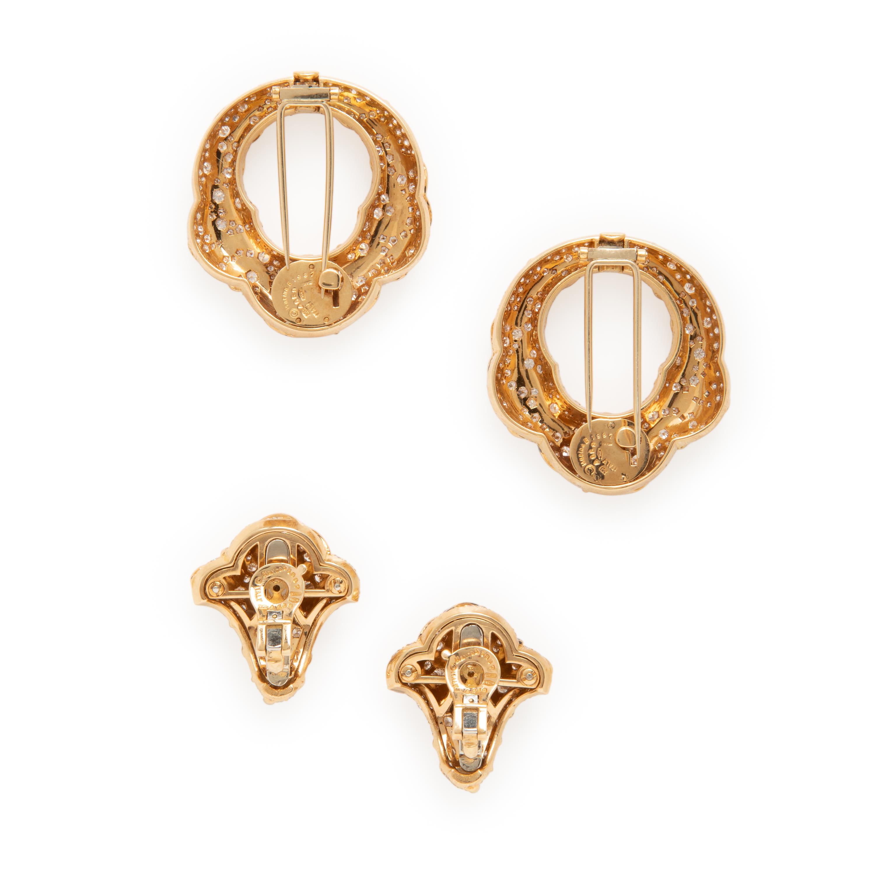 Marina B, Diamond and Yellow Gold 'Onda' Convertible Door Knocker Earrings