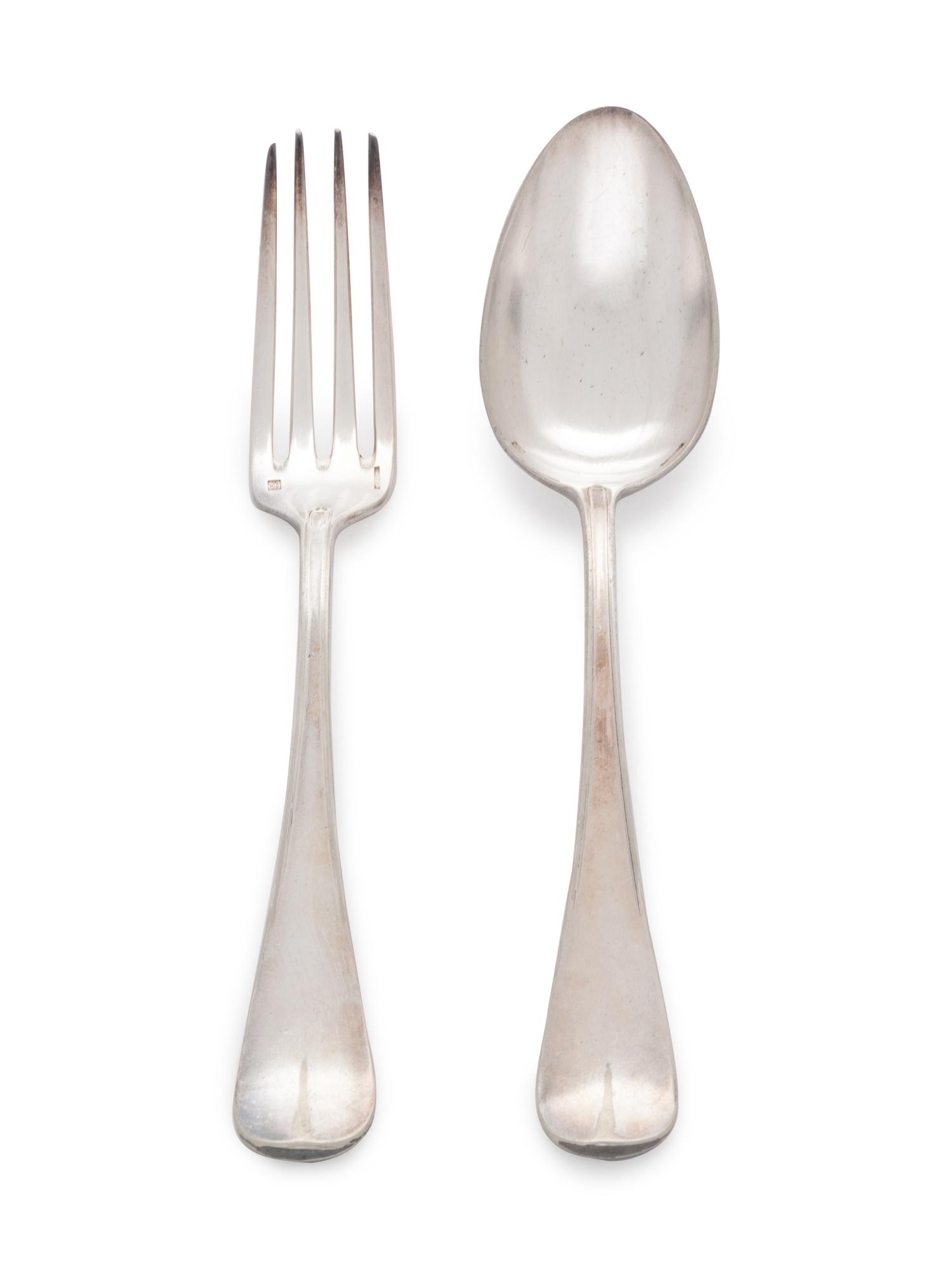 comprising: 6 tablespoons 3 dinner forks together with an example by A. Boulenger of similar design 10 items total.