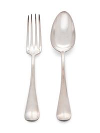 comprising: 6 tablespoons 3 dinner forks together with an example by A. Boulenger of similar design 10 items total.