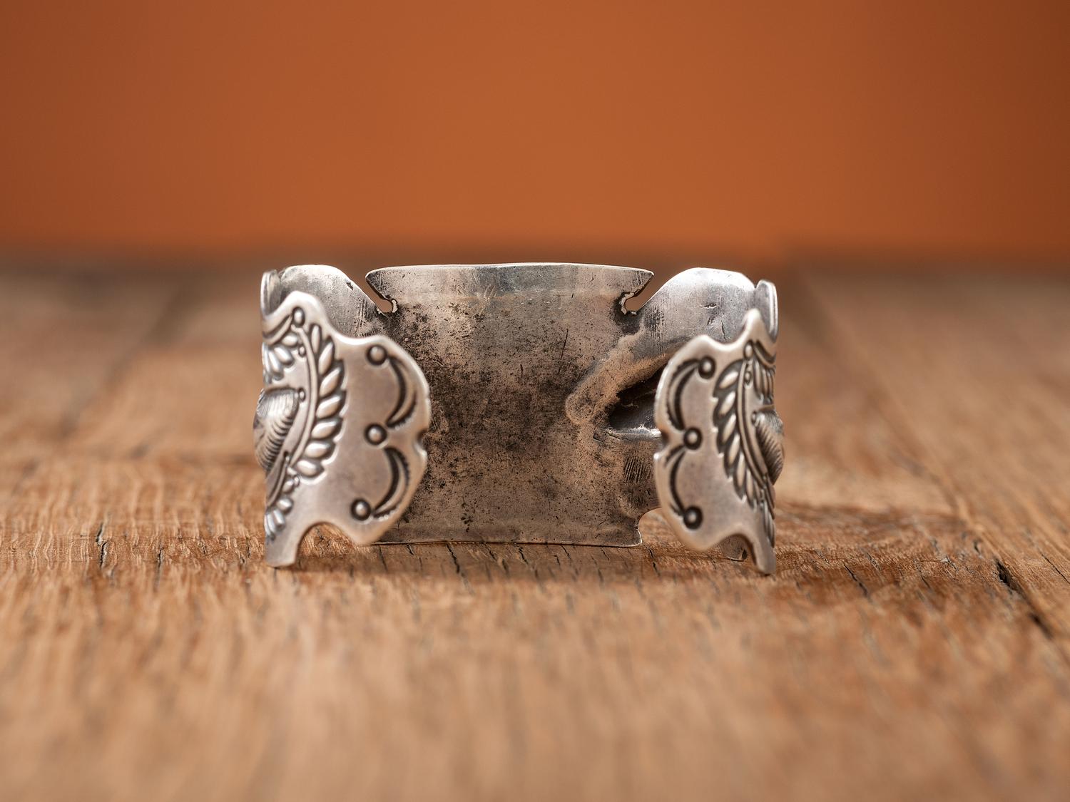 Navajo Ingot Cuff Bracelet, with Drilled Turquoise Bead