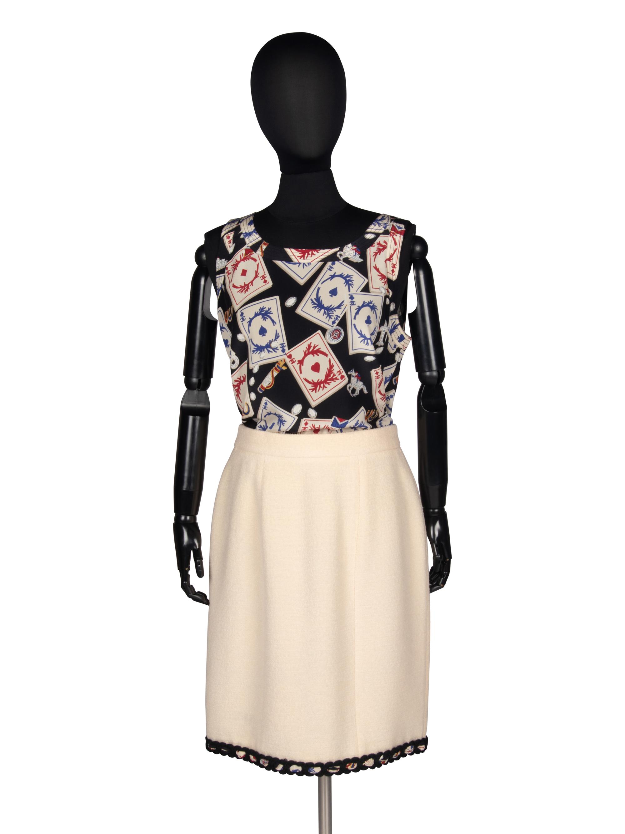 Chanel Tweed Skirt Suit with Blouse, 1991