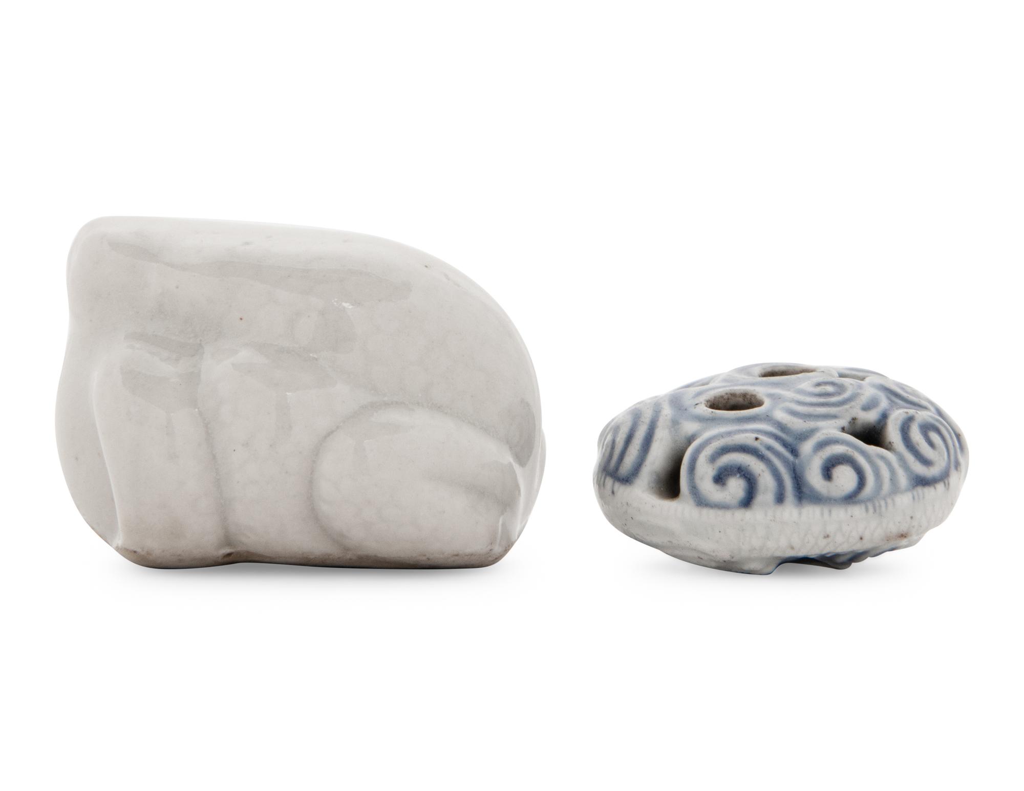 Two Japanese Porcelain Netsukes