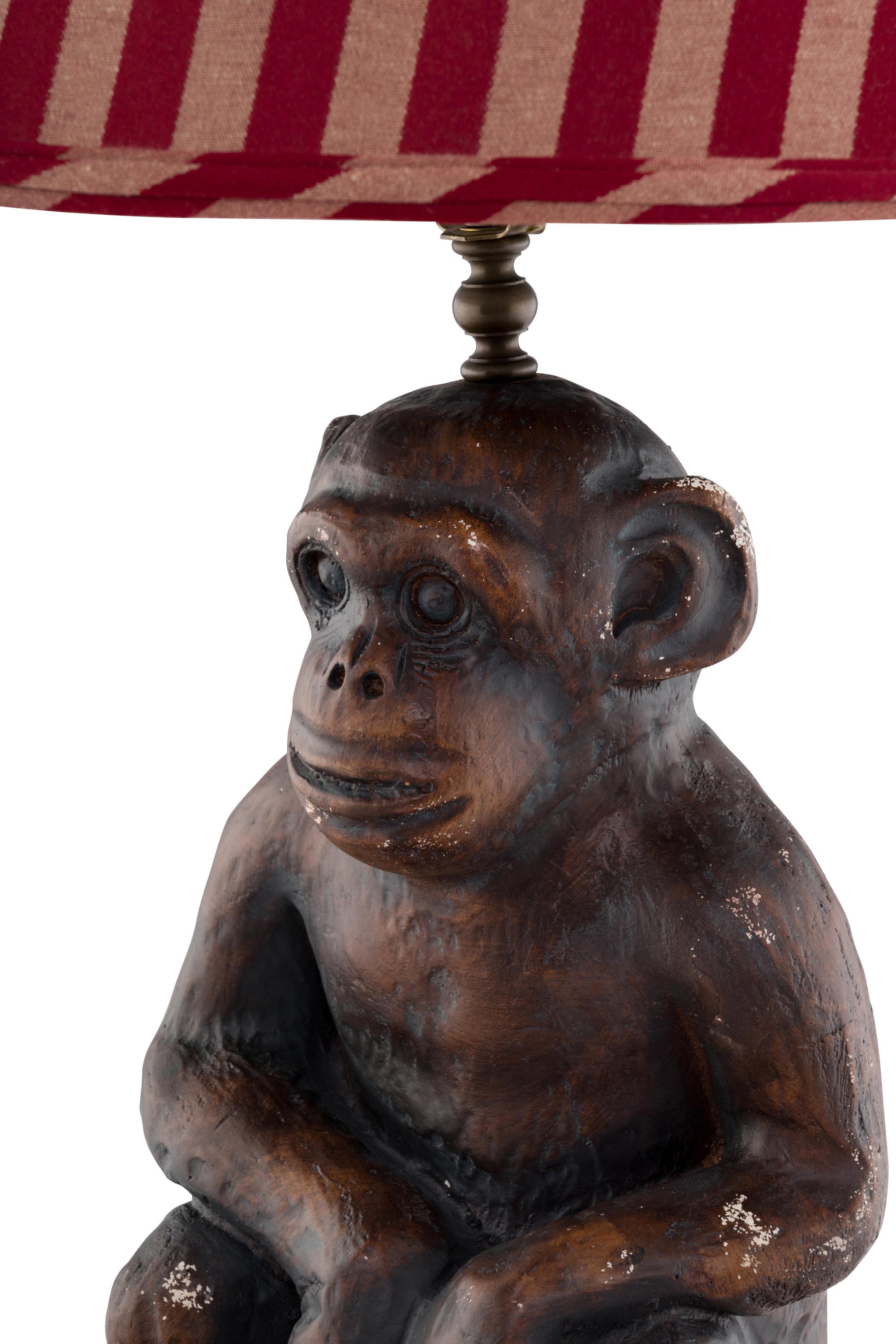 A Carved Wood Monkey-Form Table Lamp