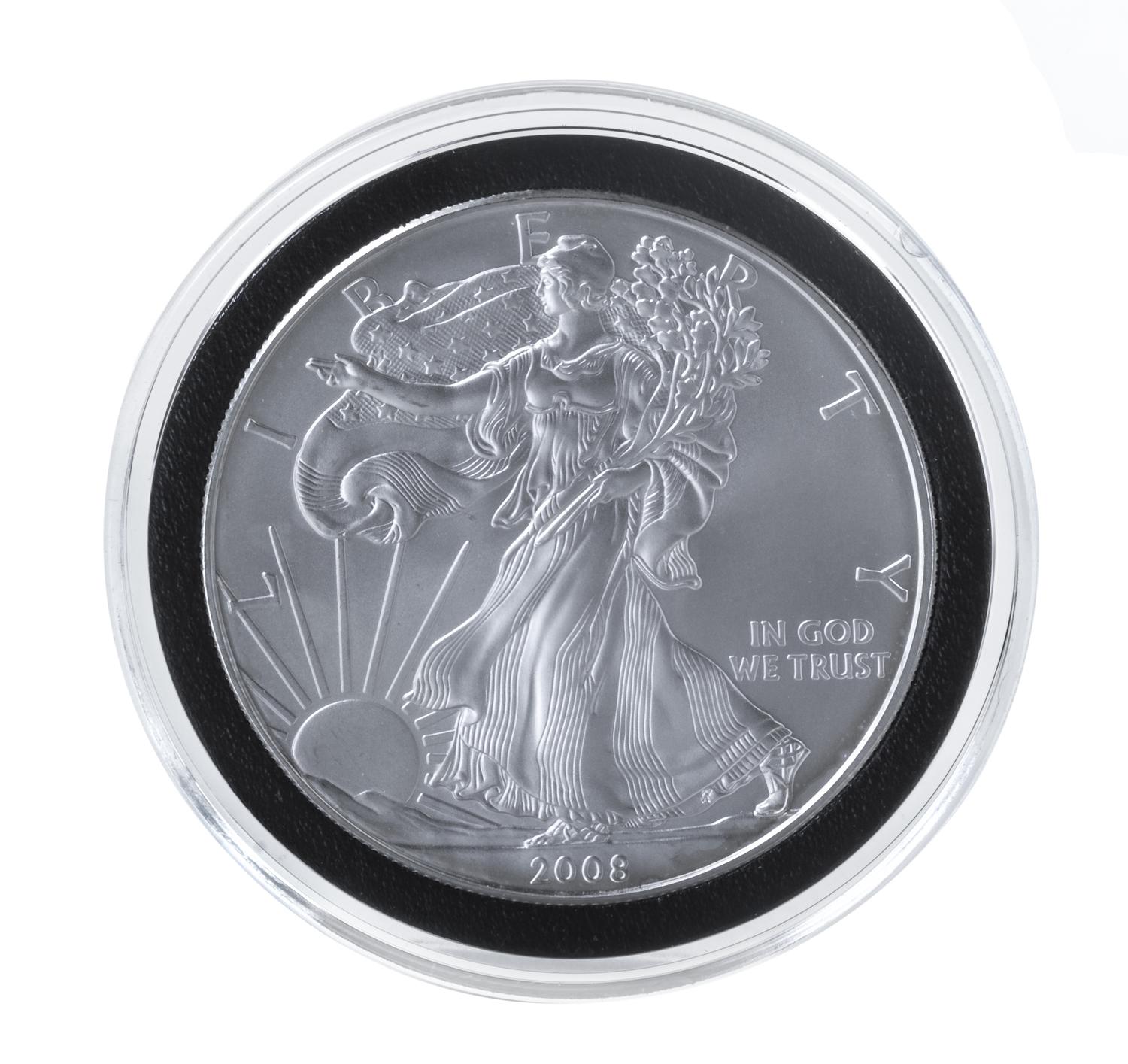 A Pair of United States 2008 Silver Eagle $1 Rounds