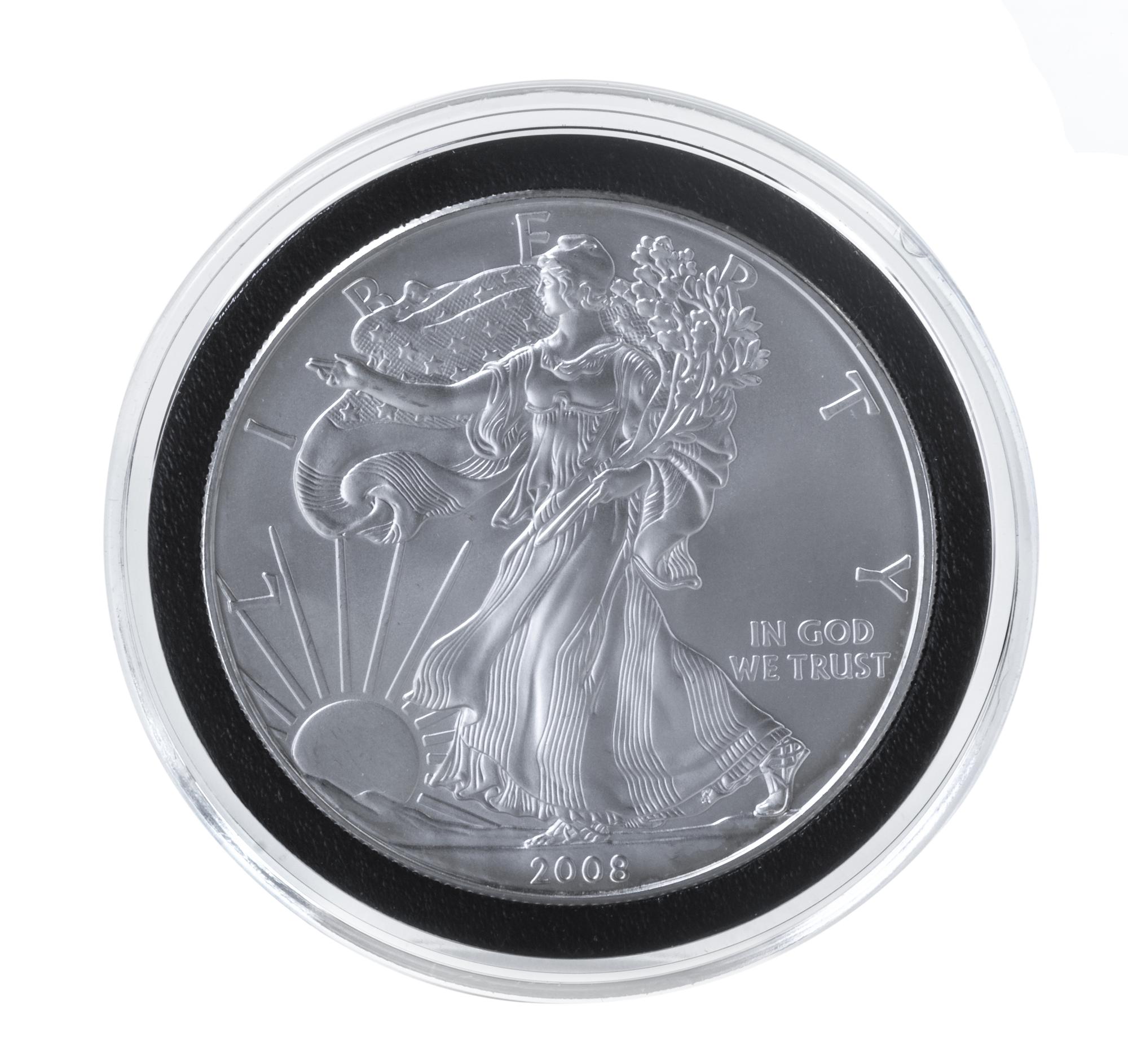 A Pair of United States 2008 Silver Eagle $1 Rounds