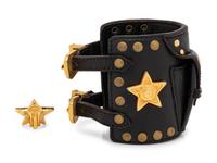Gianni Versace Black Leather Cuff w/Matching Ear Clip, 1993