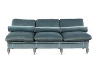 A Custom Velvet-Upholstered Three-Seat Banquette