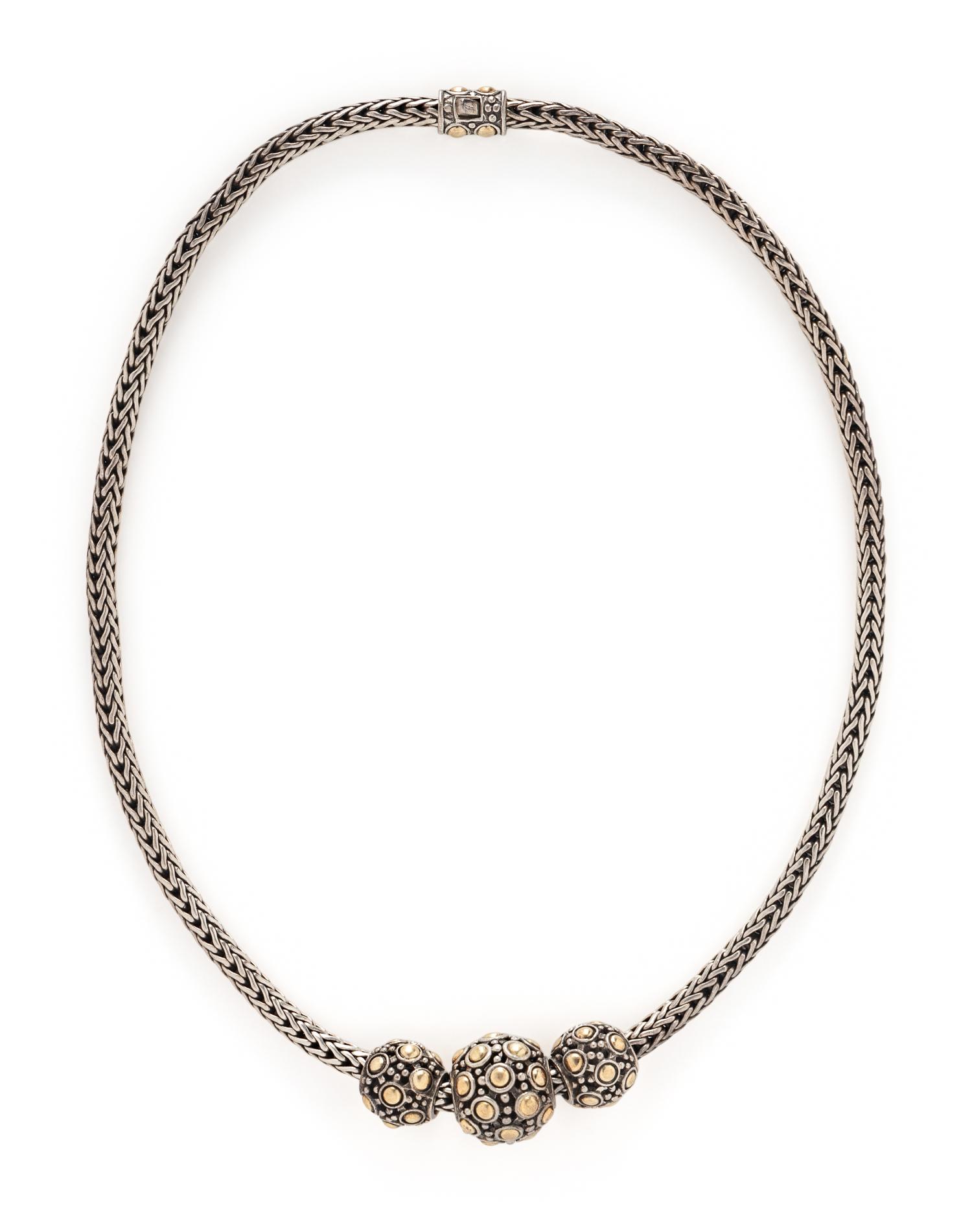 JOHN HARDY, STERLING SILVER AND YELLOW GOLD NECKLACE