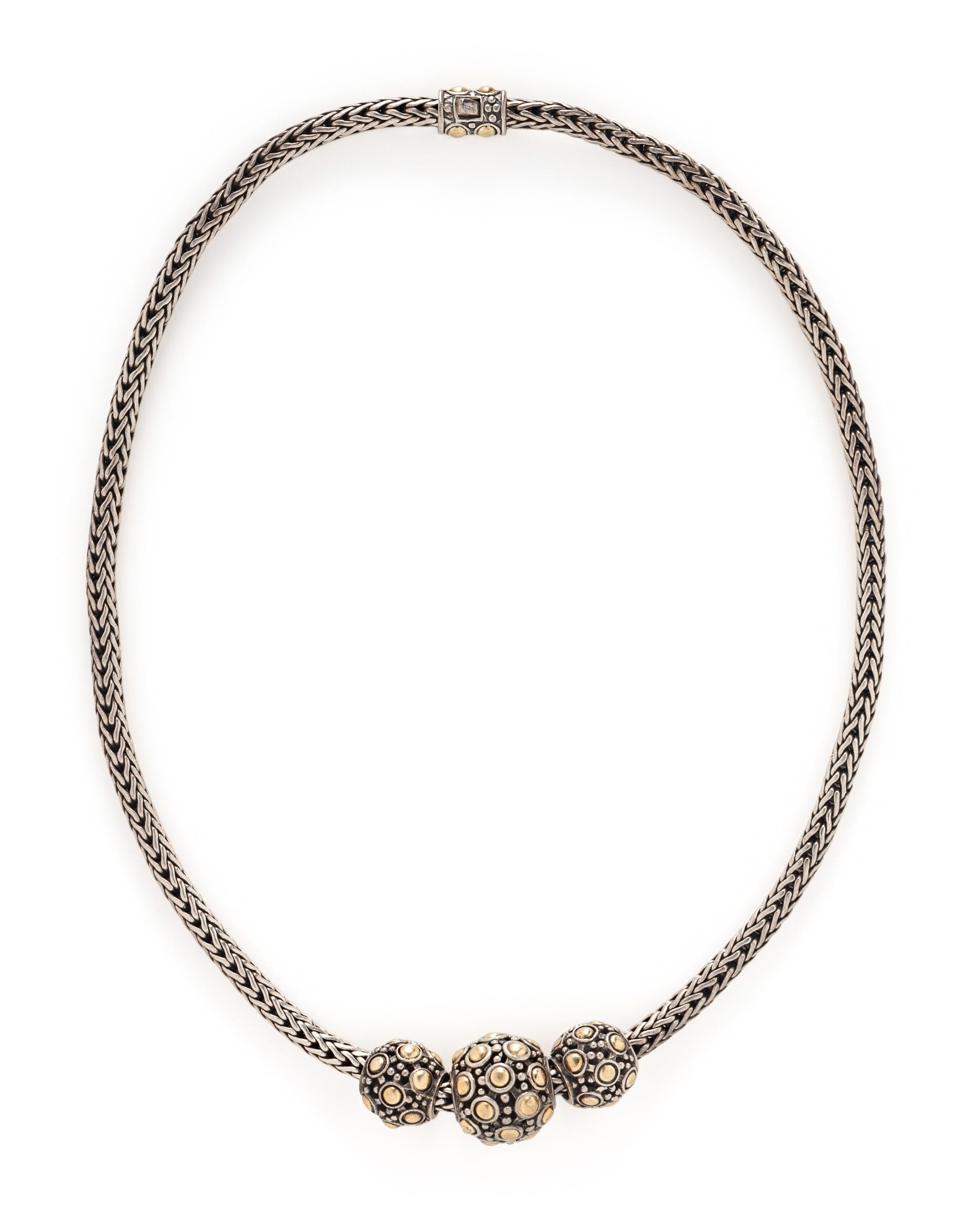 JOHN HARDY, STERLING SILVER AND YELLOW GOLD NECKLACE