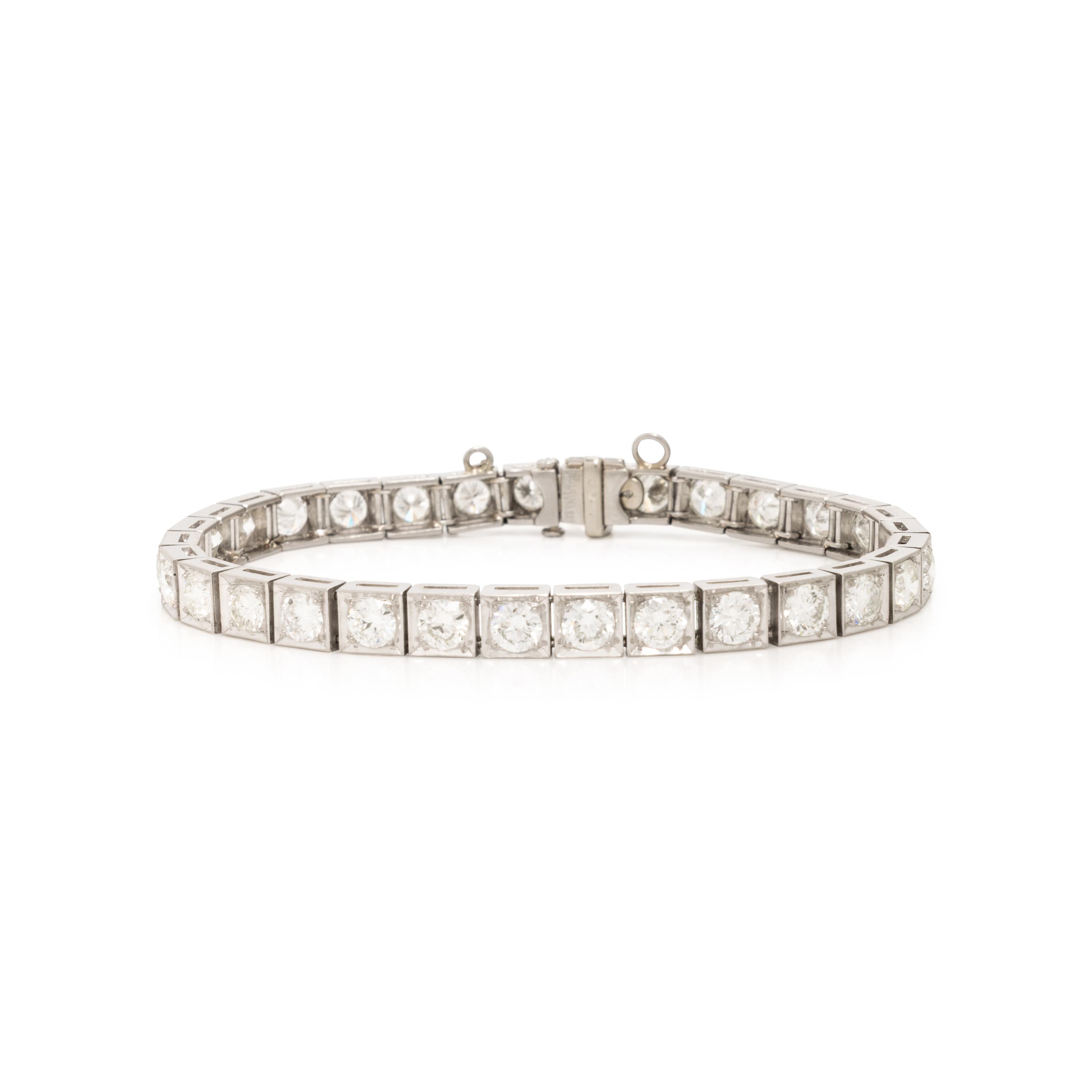 Diamond and Platinum Line Bracelet