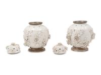 A Pair of Blanc-de-Chine Porcelain Covered Jars