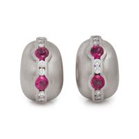 KIESELSTEIN-CORD, WHITE GOLD, RUBY AND DIAMOND EARCLIPS