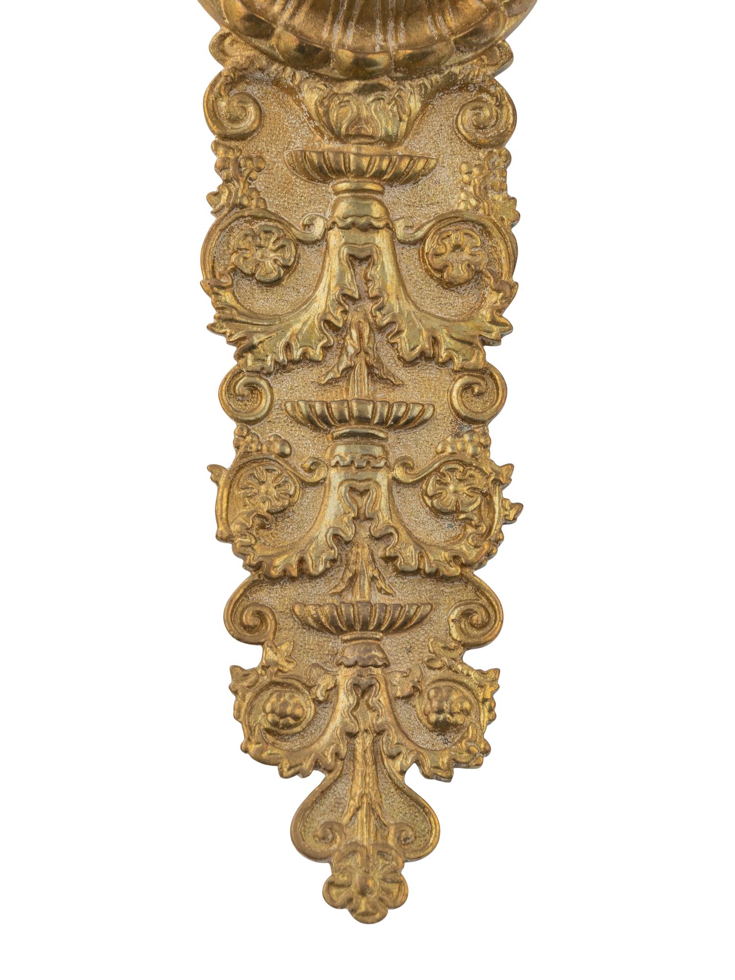 A Pair of Empire Style Gilt Bronze Three-Light Sconces