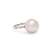 NATURAL PEARL AND DIAMOND RING