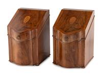 A Pair of George III Style Inlaid Mahogany Cutlery Boxes
