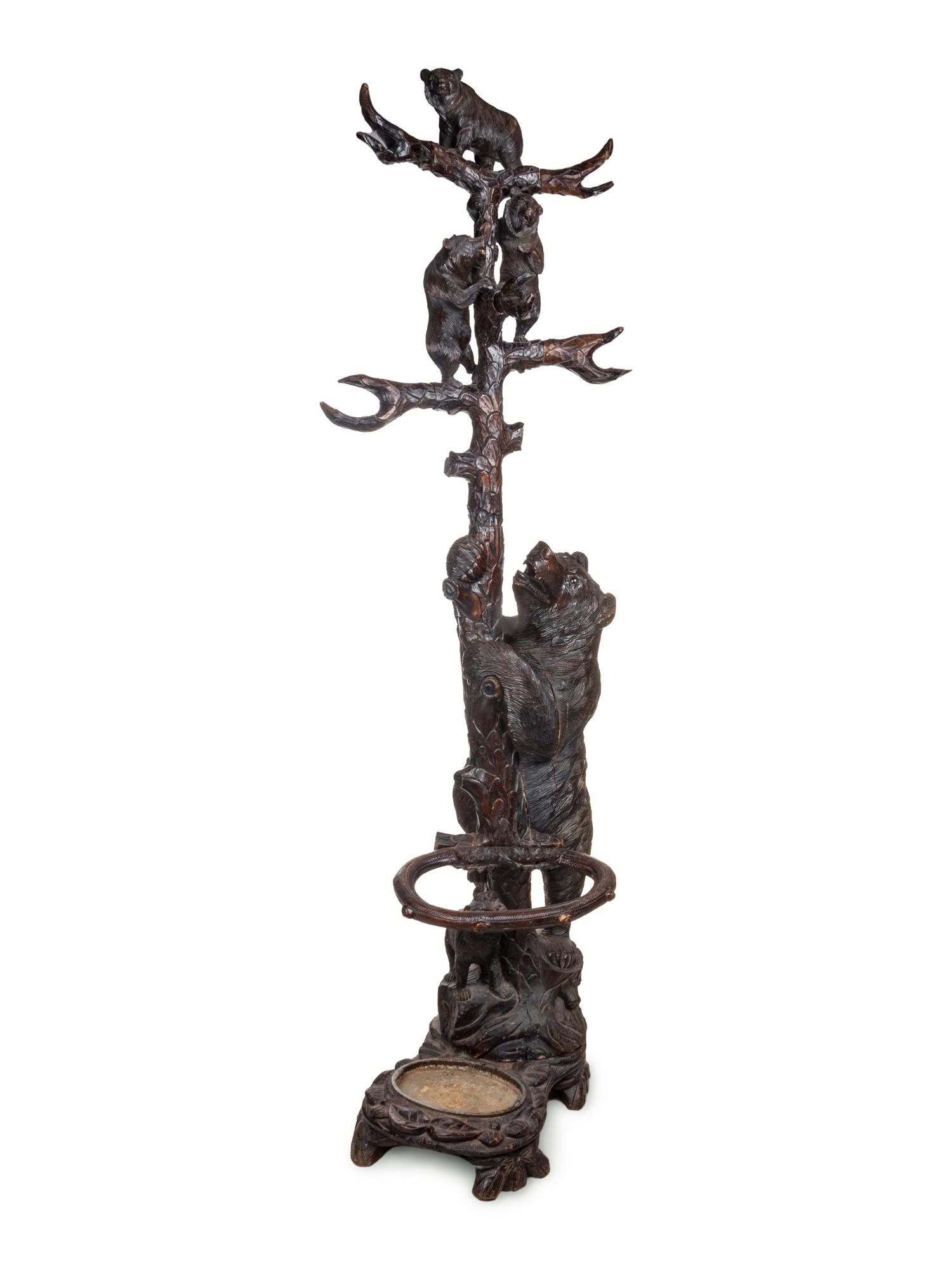 A Black Forest Carved Wood Hall Tree